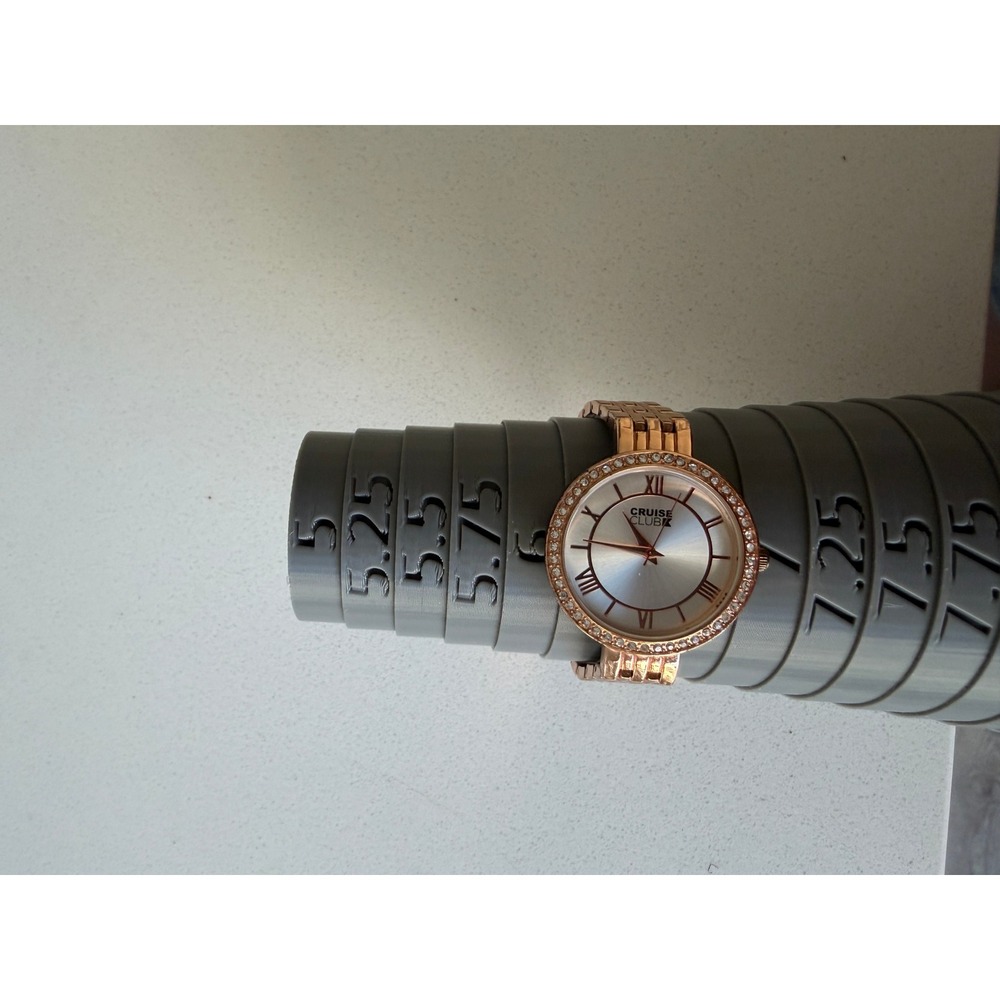 Cruise Club Rose Gold Tone Rhinestone Bezel Roman Numeral Link Bracelet Watch